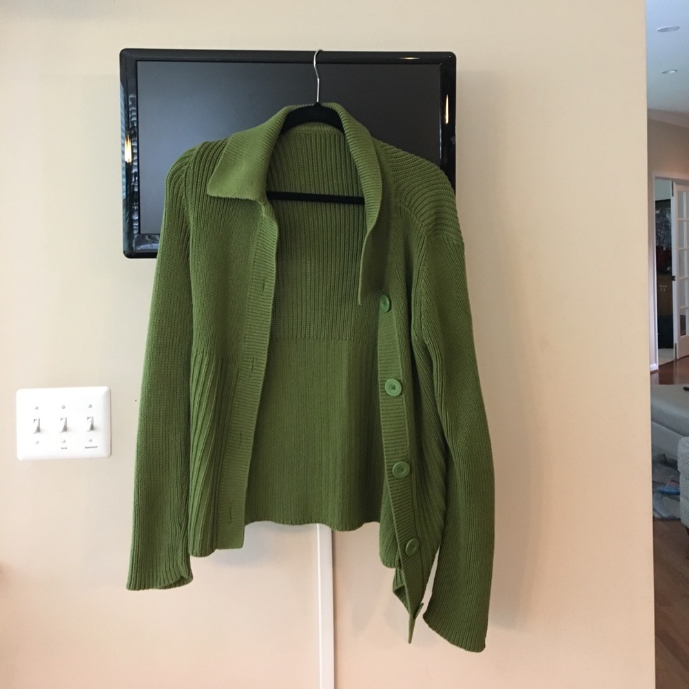 Ann Taylor Green Button Down Sweater