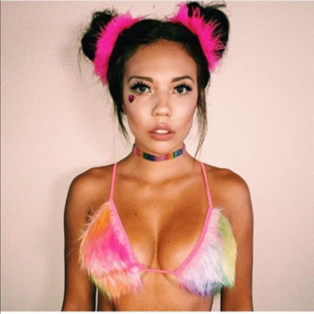 Oceanmoon Rainbow Fur Bra