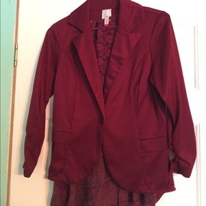 Crimson/ Burgundy buttoned blazer