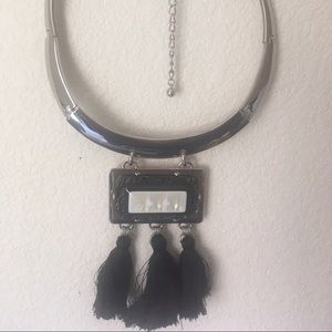 Chicos boho necklace with black tassel details