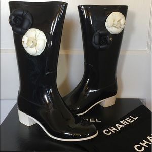 Rare! Discontinued Chanel Camellia Rain Boot Sz 37