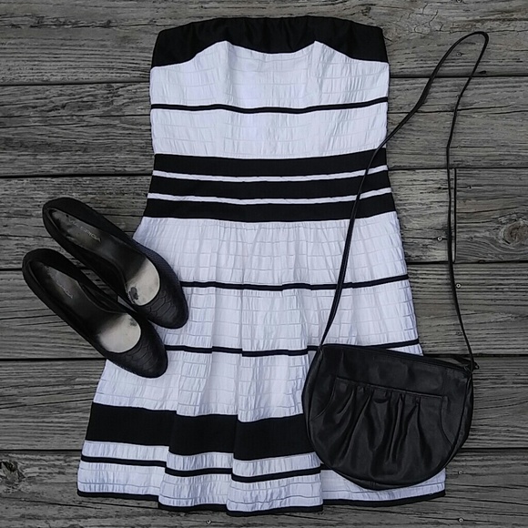 The Limited Dresses & Skirts - The Limited Black and White Stripe Strapless Dress