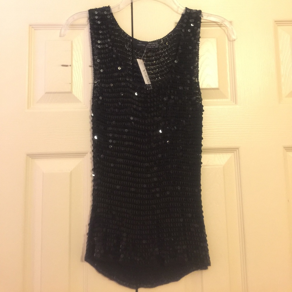 Blank sequined crochet top