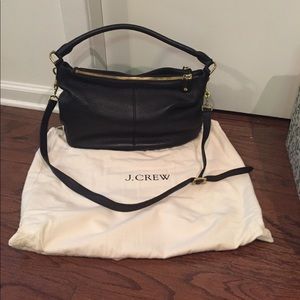J Crew black pebbled leather hobo bag
