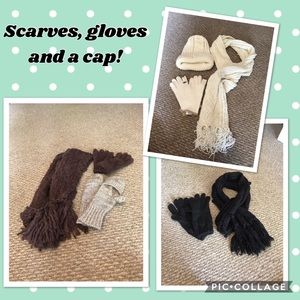 Winter items! 3 scarves, 4 gloves, and a cap.