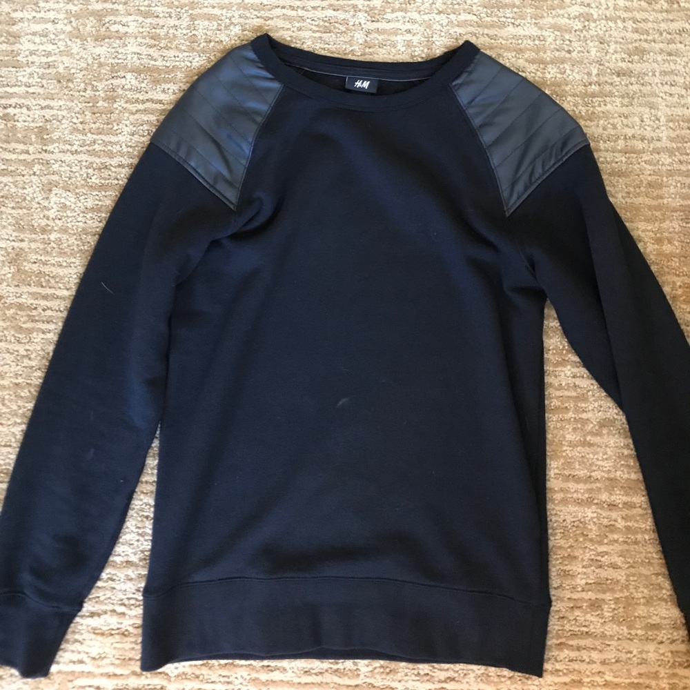 H&M Crewneck sweater in Black with faux leather