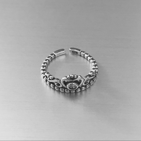 Sterling Silver Crown Toe Ring with CZ, Crown Ring, Silver Rings, Princess Ring - Picture 3 of 5