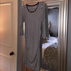 Maternity Navy and White striped Dress