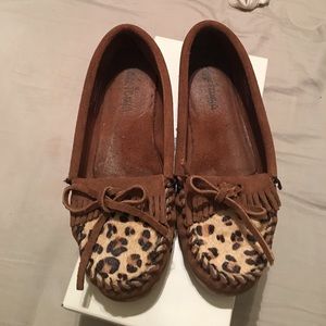 Minnetonka leopard moccasins