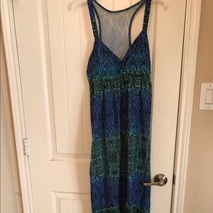 Animal print bled greens hi low dress L large