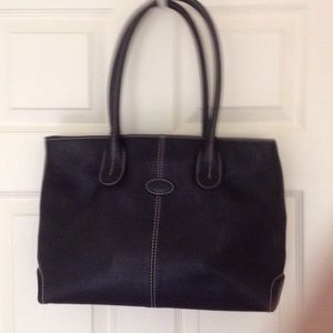 Black leather shoulder tote/briefcase