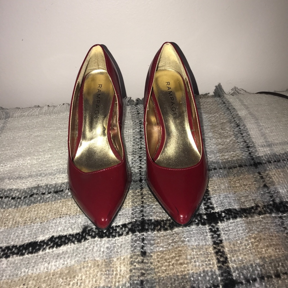 Ruby red pumps