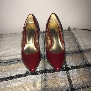 Ruby red pumps