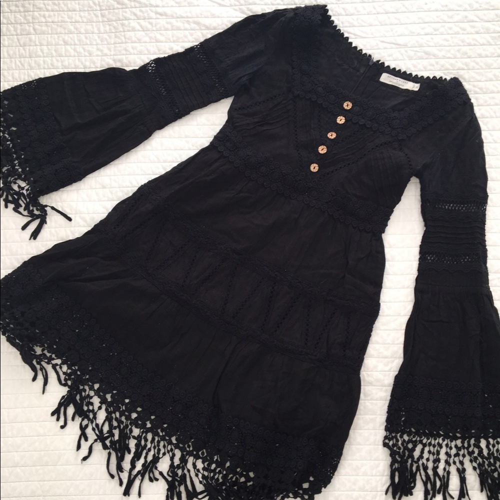 AE Artisan De Luxe Black Fringe Dress