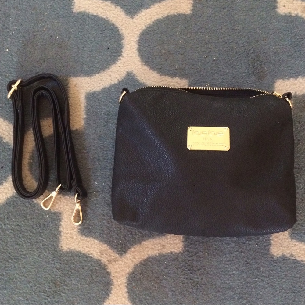 Bebe black faux leather shoulder bag
