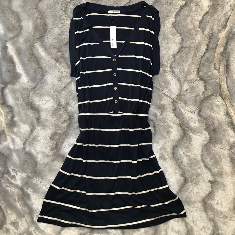 New with tags LAmade medium Navy and cream dress
