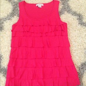 EUC Liz Claiborne hot pink ruffled tank 😎