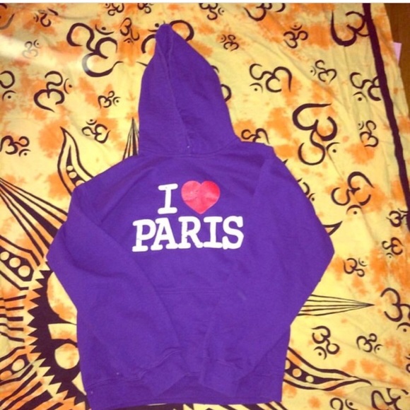 purple i ❤️paris hoodie - Picture 3 of 6