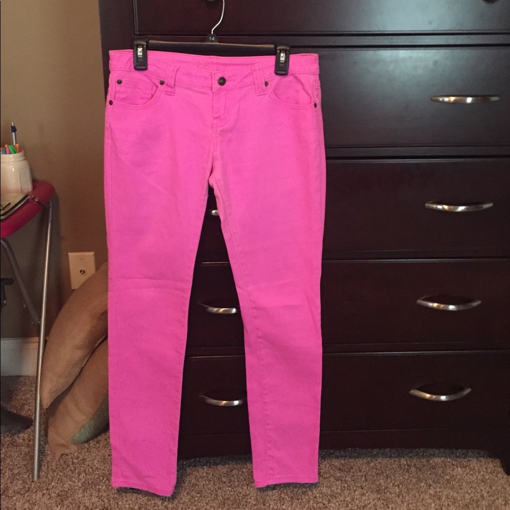 Hot pink skinny jeans