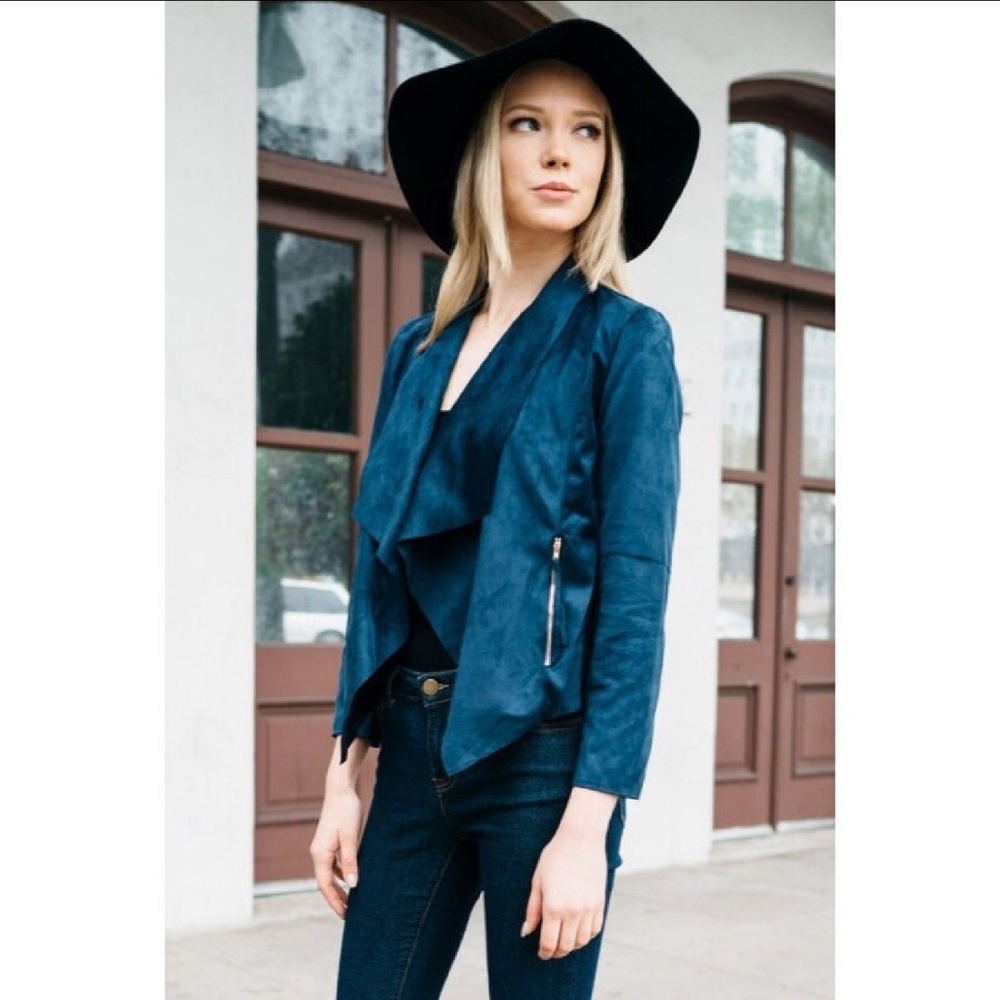 Blue suede waterfall jacket - Picture 1 of 4