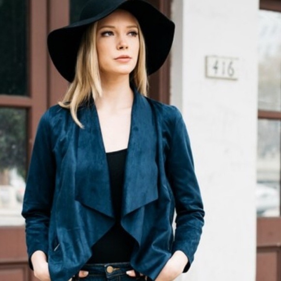 Blue suede waterfall jacket - Picture 2 of 4