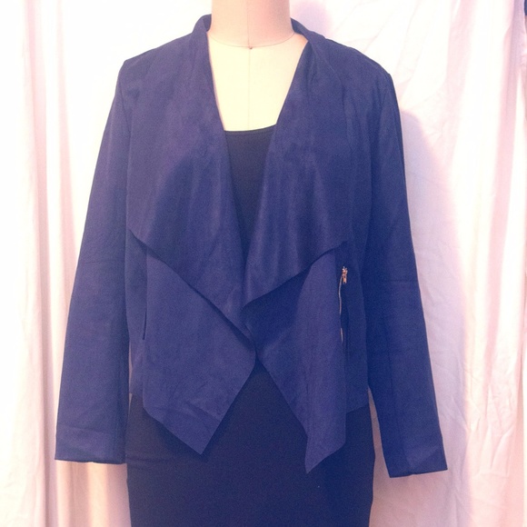 Blue suede waterfall jacket - Picture 3 of 4
