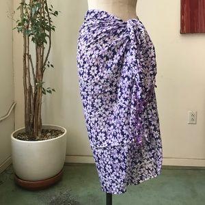 Printed, beaded, crochet edge sarong