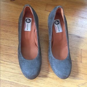 Lanvin Croc-Embossed Ballerina Wedge