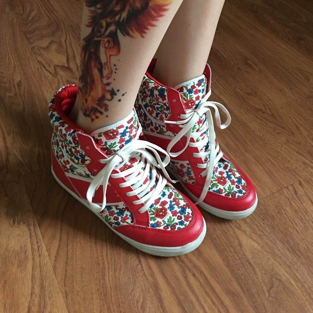Floral Heeled Sneakers