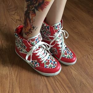 Floral Heeled Sneakers