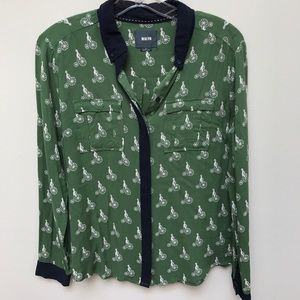 Maeve green and navy bicyclist blouse - 4