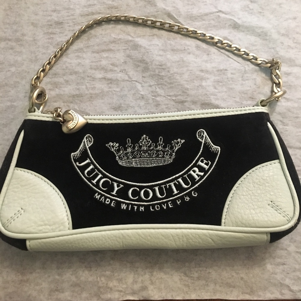 Juicy Couture Velvet Leather Monogram Shoulder Bag