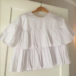Saloni white ruffle top