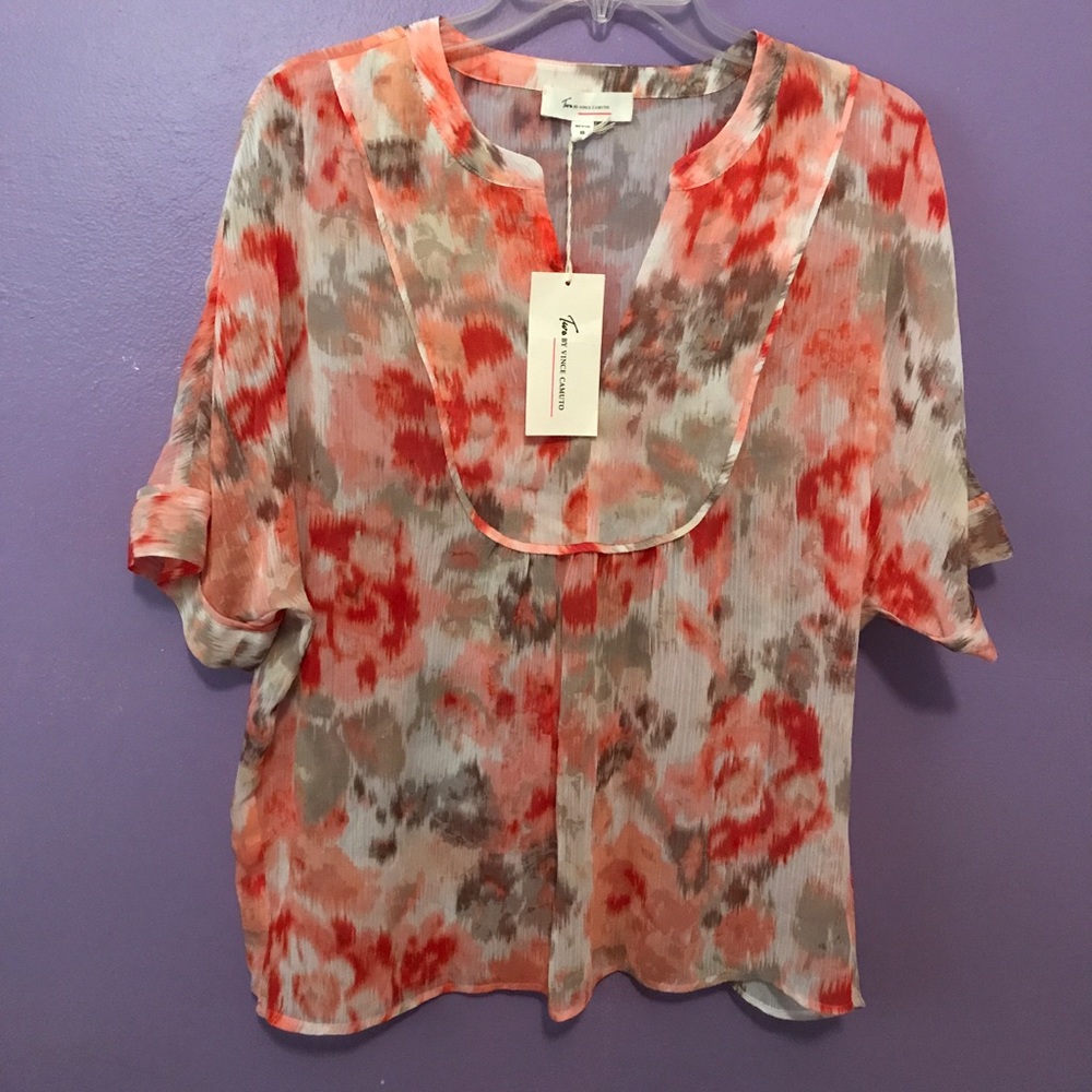 NWT Two by Vince Camuto sheer floral blouse - XS