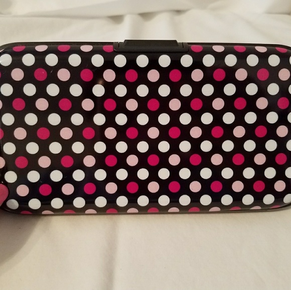 RFID Plastic Hard Case Wallet - Pink/White Dots - Picture 3 of 6