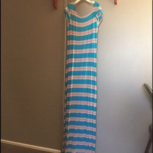 Pretty blue striped maxi dress