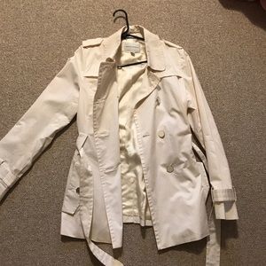 Off white trench coat, creme color buttons