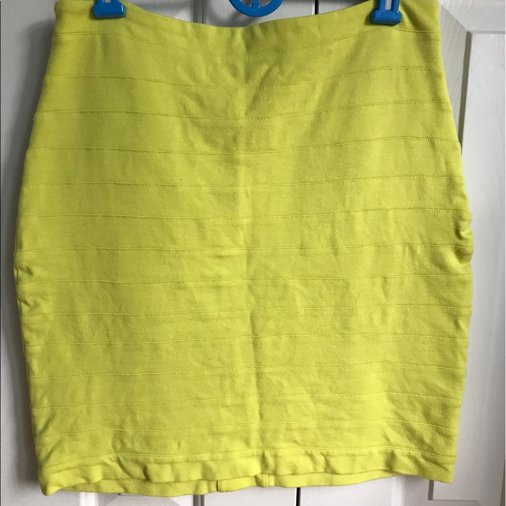 Express Neon Green/Yellow Bandage Skirt - Size 6