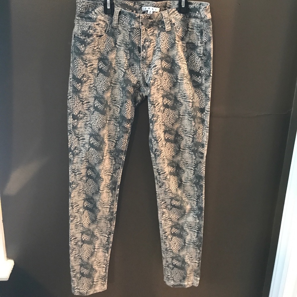 Jean pants.   Snake skin print