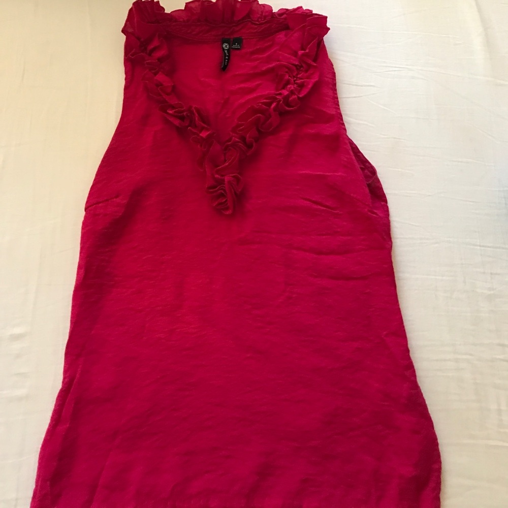 Hot pink sleeveless blouse
