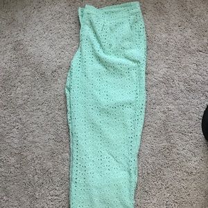 Joie (s) light green crochet silk-lined pants