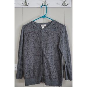 Loft Lace-Front 3/4 Sleeve Cardigan
