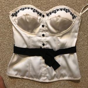 Sexy white and black pattern corset with zipper