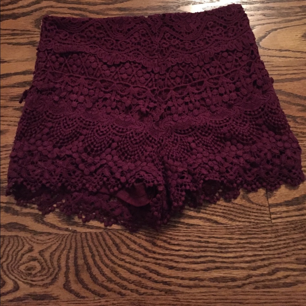 Plum crochet shorts