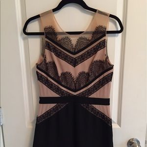 GIANNI BINI Black And Cream Lace Mini Dress