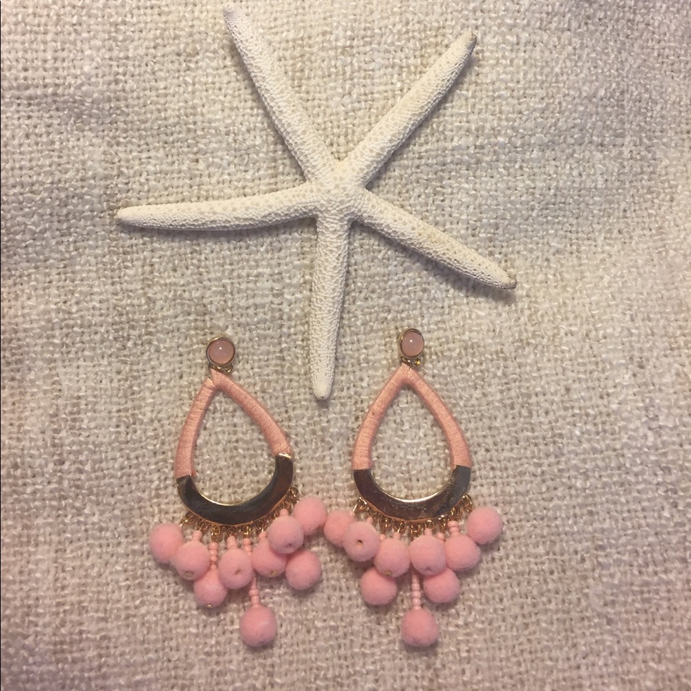 NWOT Pink PomPom Statement Earrings