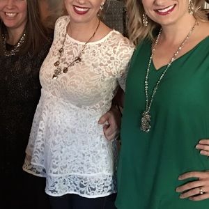 White Lace Maternity Shirt