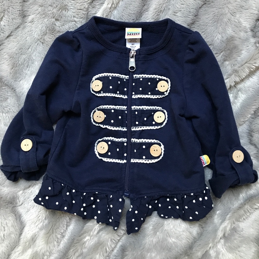 harajuku Mimi Jacket, polkadot ruffle zip buttons
