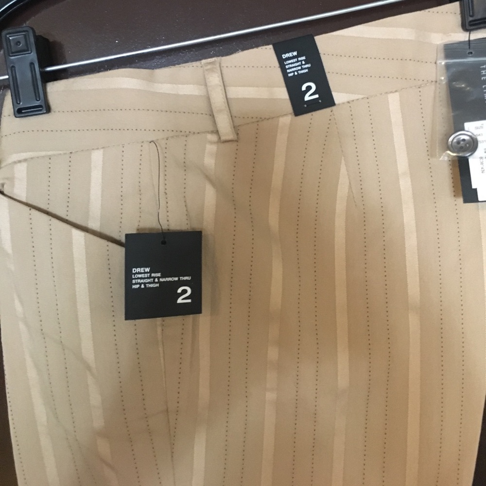 NWT drew fit, sz 2 tan pinstriped slacks LIMITED