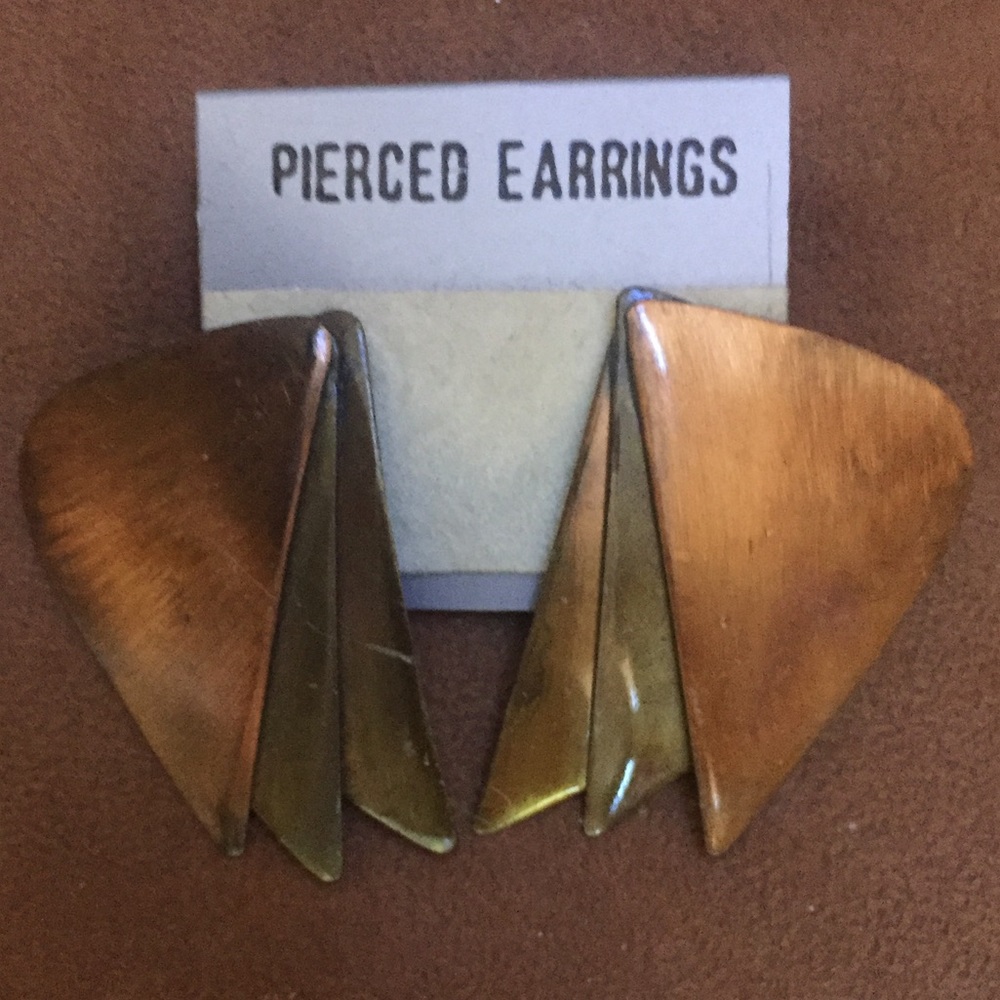 Gold silver and bronze pierced earrings